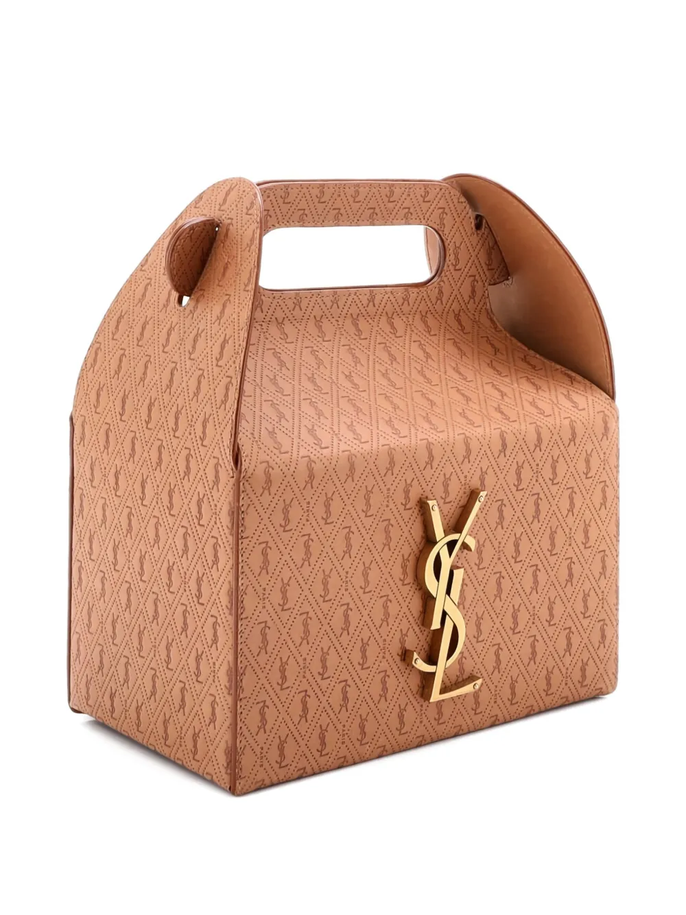 Pre-owned Saint Laurent Take-away Box Bag Monogram All Over Leather Satchel In Neutral