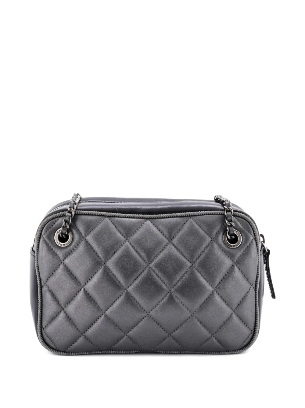 Pre-owned Chanel Ballerine Camera Case Bag Quilted Calfskin Small Crossbody Bag In Gray