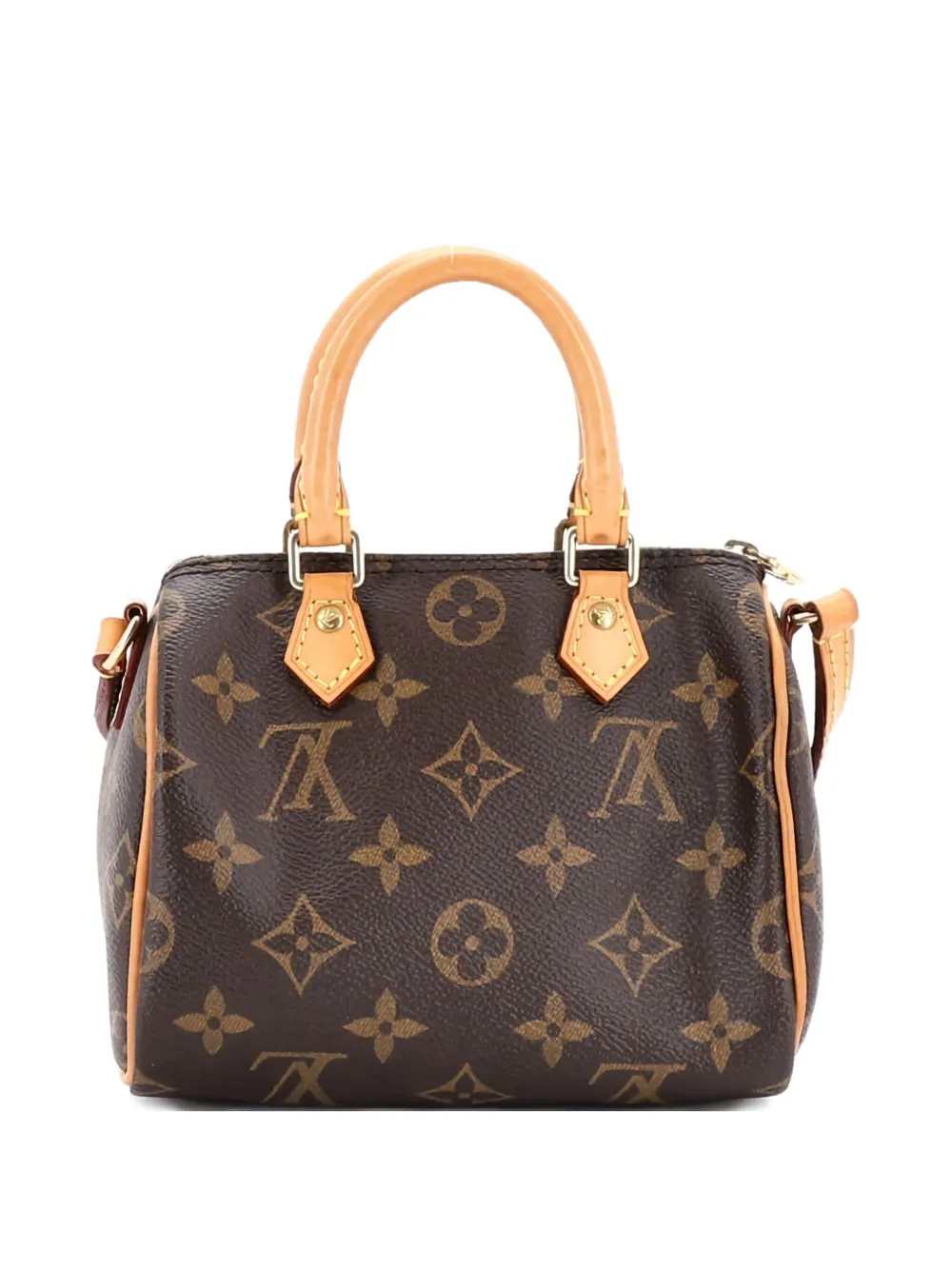 Pre-owned Louis Vuitton Speedy Bandouliere Bag Monogram Canvas Nano Crossbody Bag In Brown
