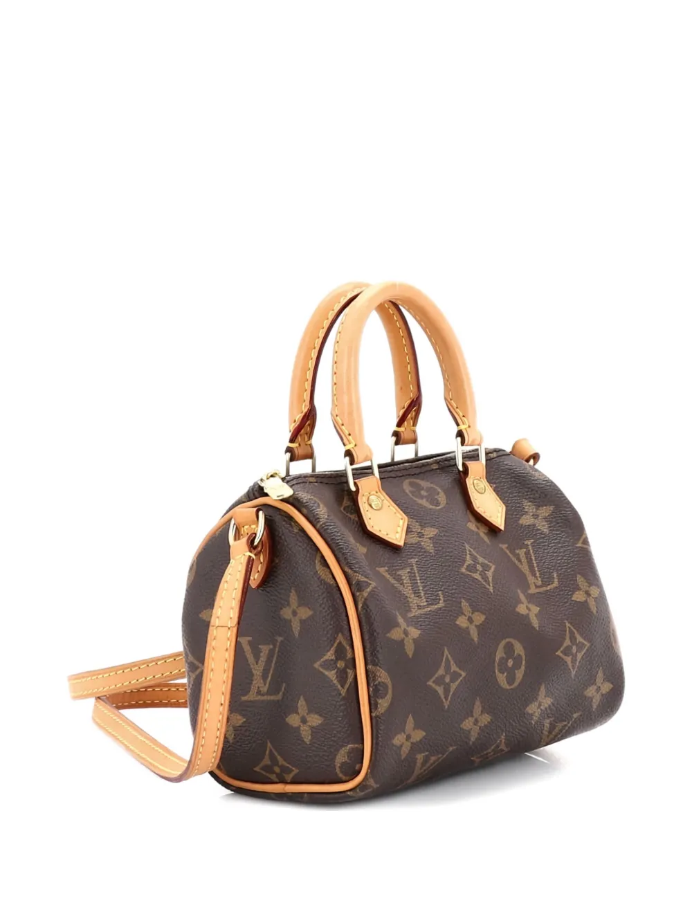 Pre-owned Louis Vuitton Speedy Bandouliere Bag Monogram Canvas Nano Crossbody Bag In Brown