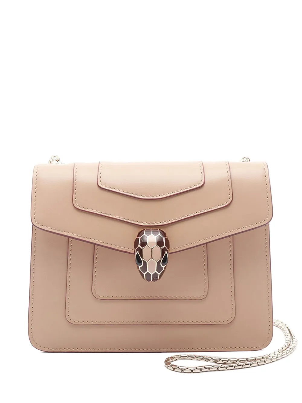 Pre-owned Bvlgari 2010-2025 Calfskin Serpenti Forever Shoulder Bag In Pink
