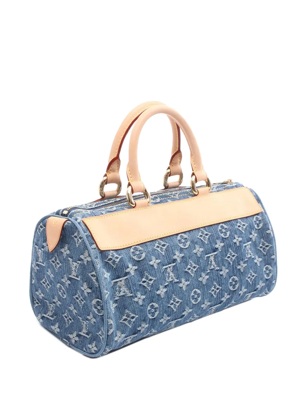 Pre-owned Louis Vuitton 2006 Monogram Denim Neo Speedy 30 Boston Bag In Blue
