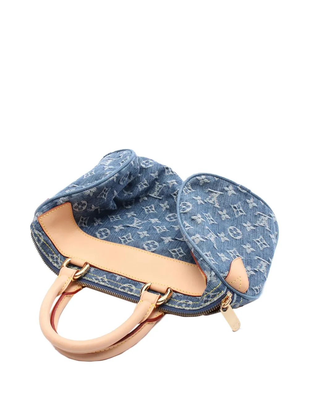 Pre-owned Louis Vuitton 2006 Monogram Denim Neo Speedy 30 Boston Bag In Blue