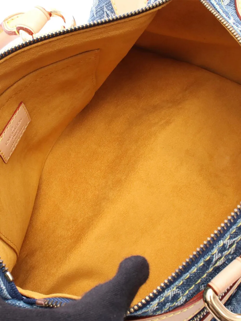 Pre-owned Louis Vuitton 2006 Monogram Denim Neo Speedy 30 Boston Bag In Blue