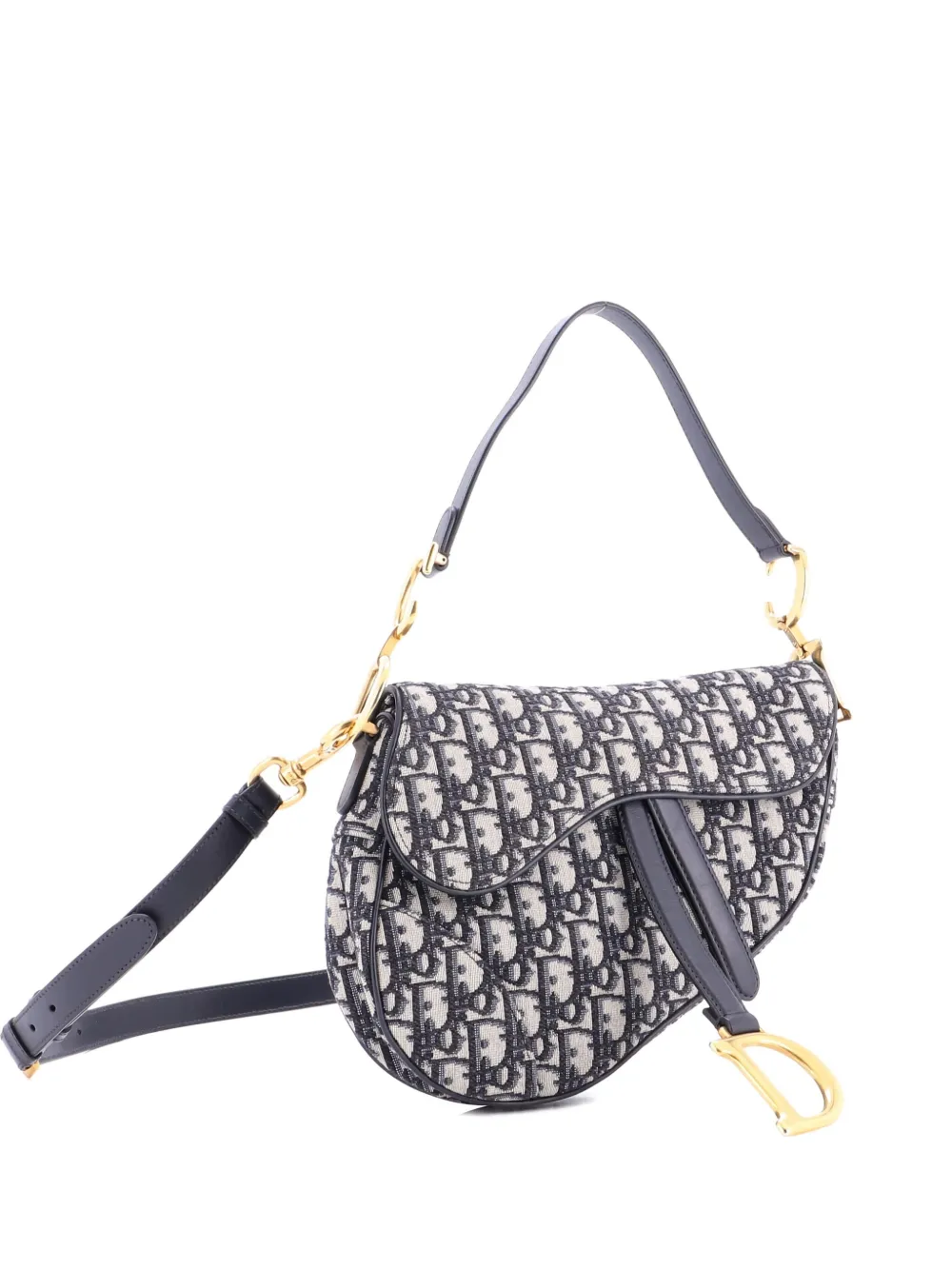 Christian Dior Pre-Owned Saddle Handbag with Strap Oblique Canvas Medium shoulder bag - Nude