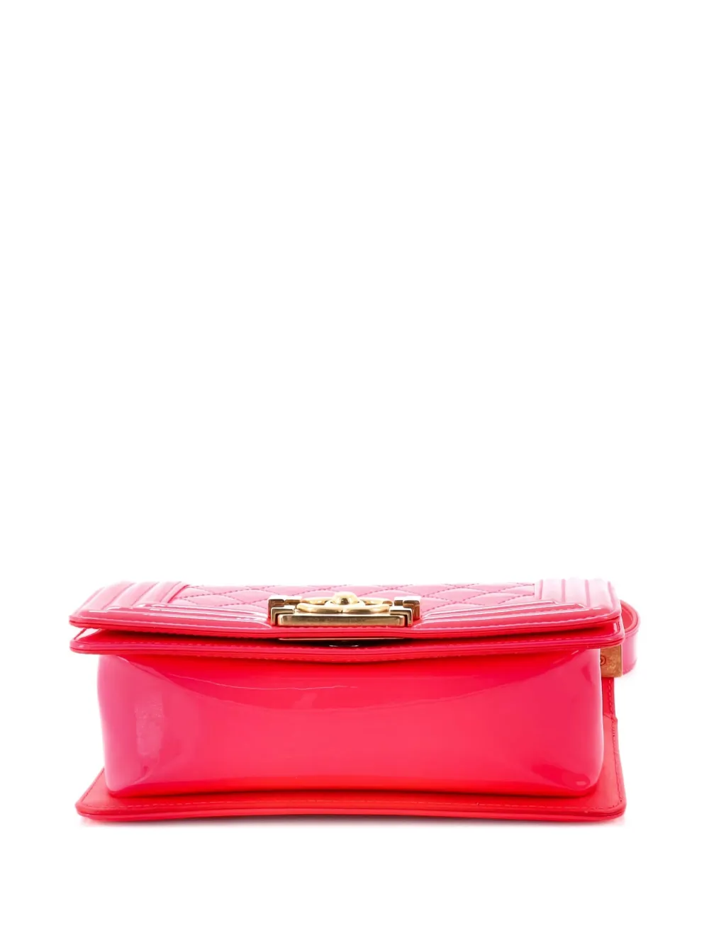 Pre-owned Chanel Boy Flap Bag Quilted Patent Small Crossbody Bag In Pink