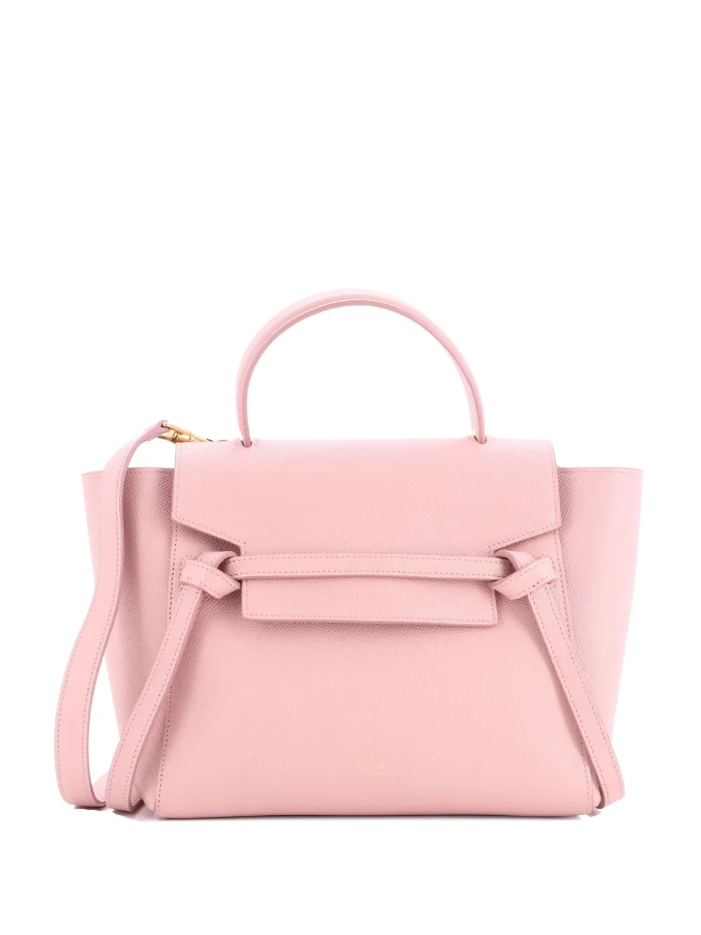 Pre-owned Celine Belt Bag Textured Leather Micro Satchel In Pink