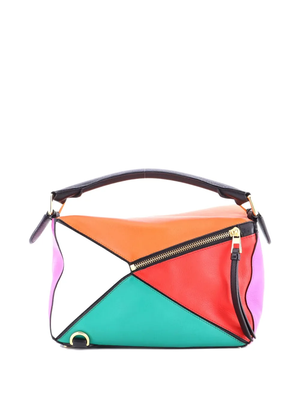 Pre-owned Loewe Puzzle Bag Leather Small Satchel In Black