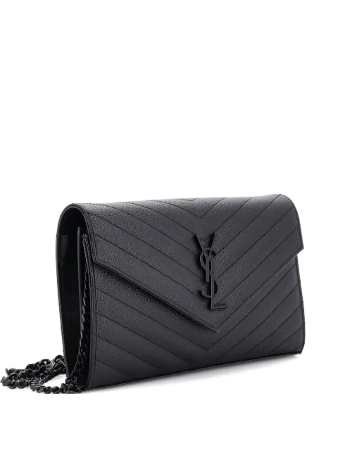 Saint Laurent Pre-Owned Classic Monogram Wallet on Chain Matelasse Chevron Leather Medium crossbody bag