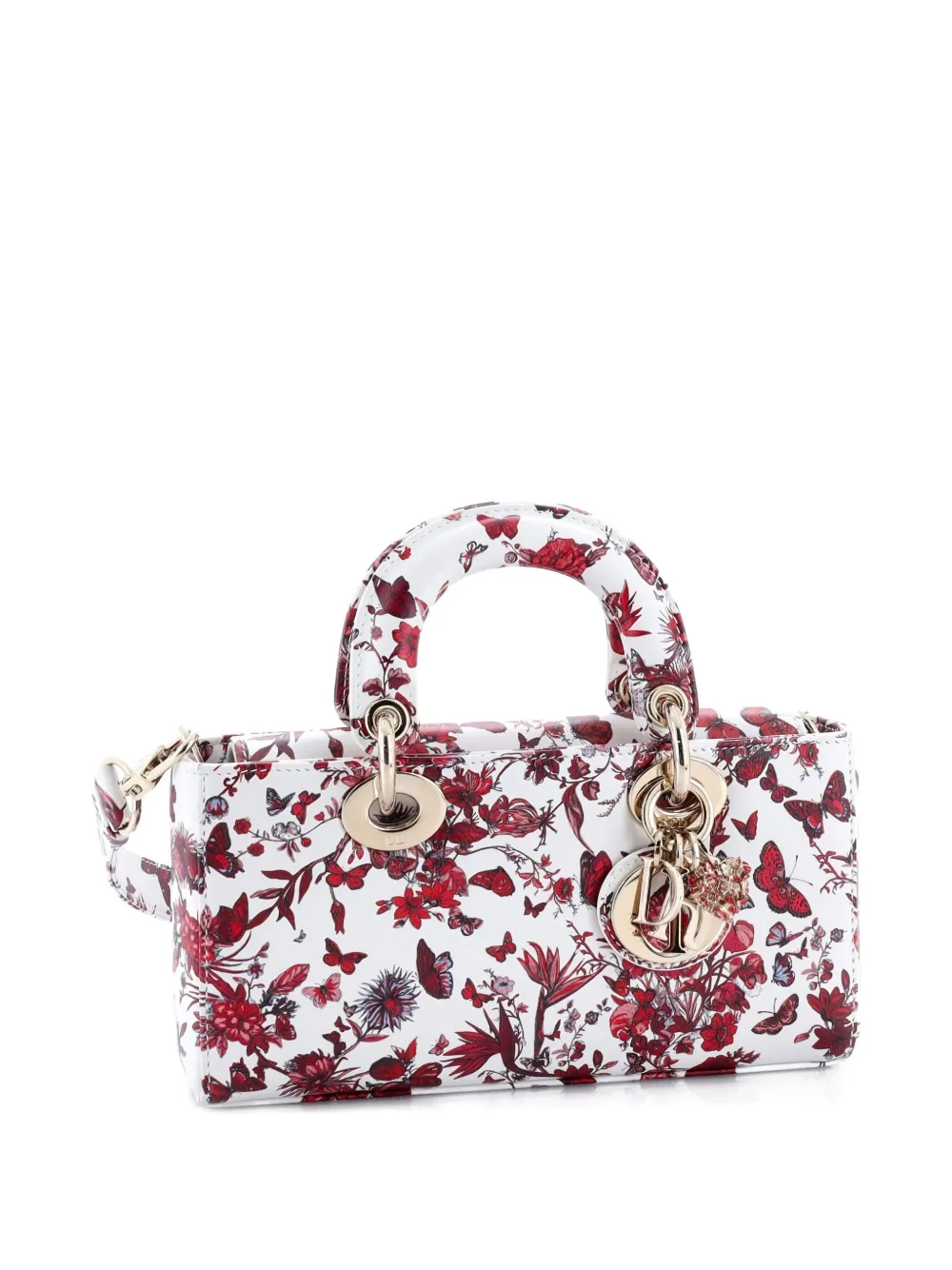 Pre-owned Dior Lady D-joy Bag Printed Leather Small Satchel In White