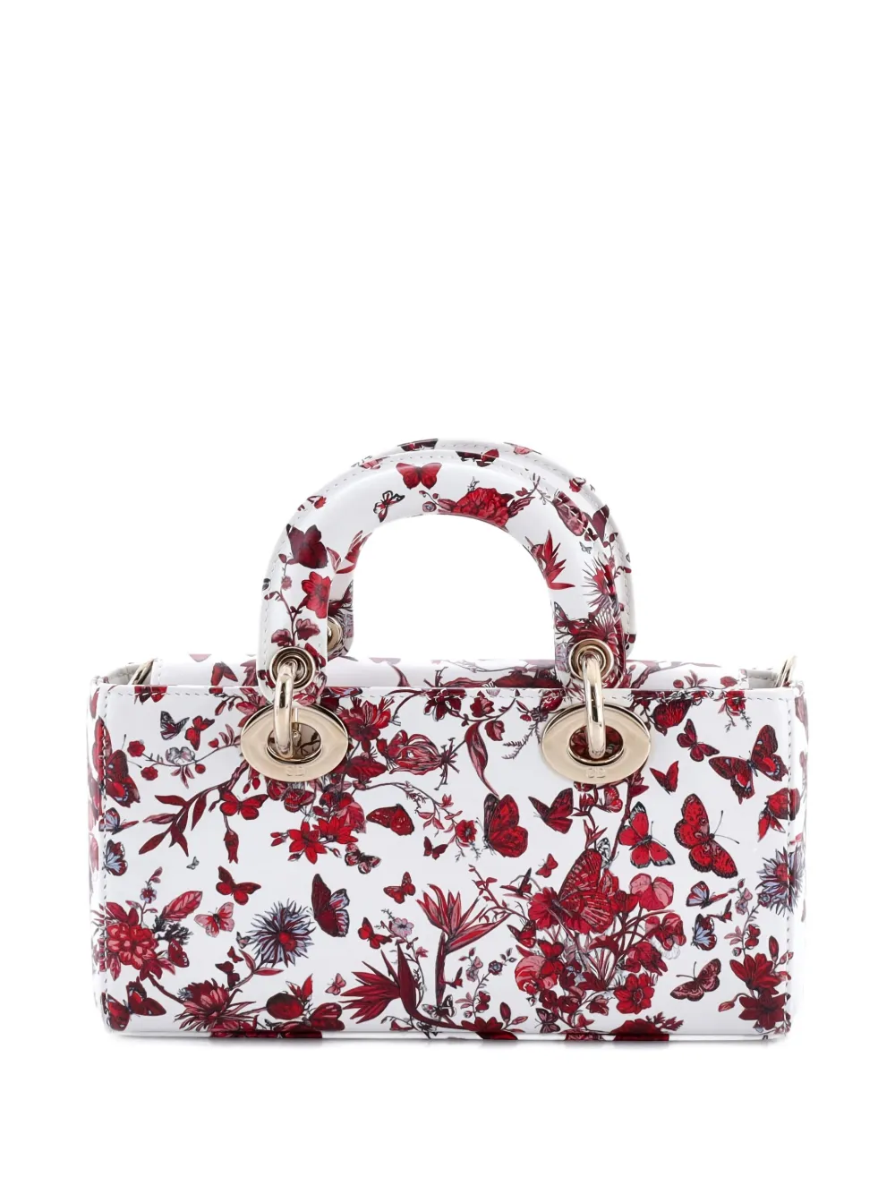Pre-owned Dior Lady D-joy Bag Printed Leather Small Satchel In White