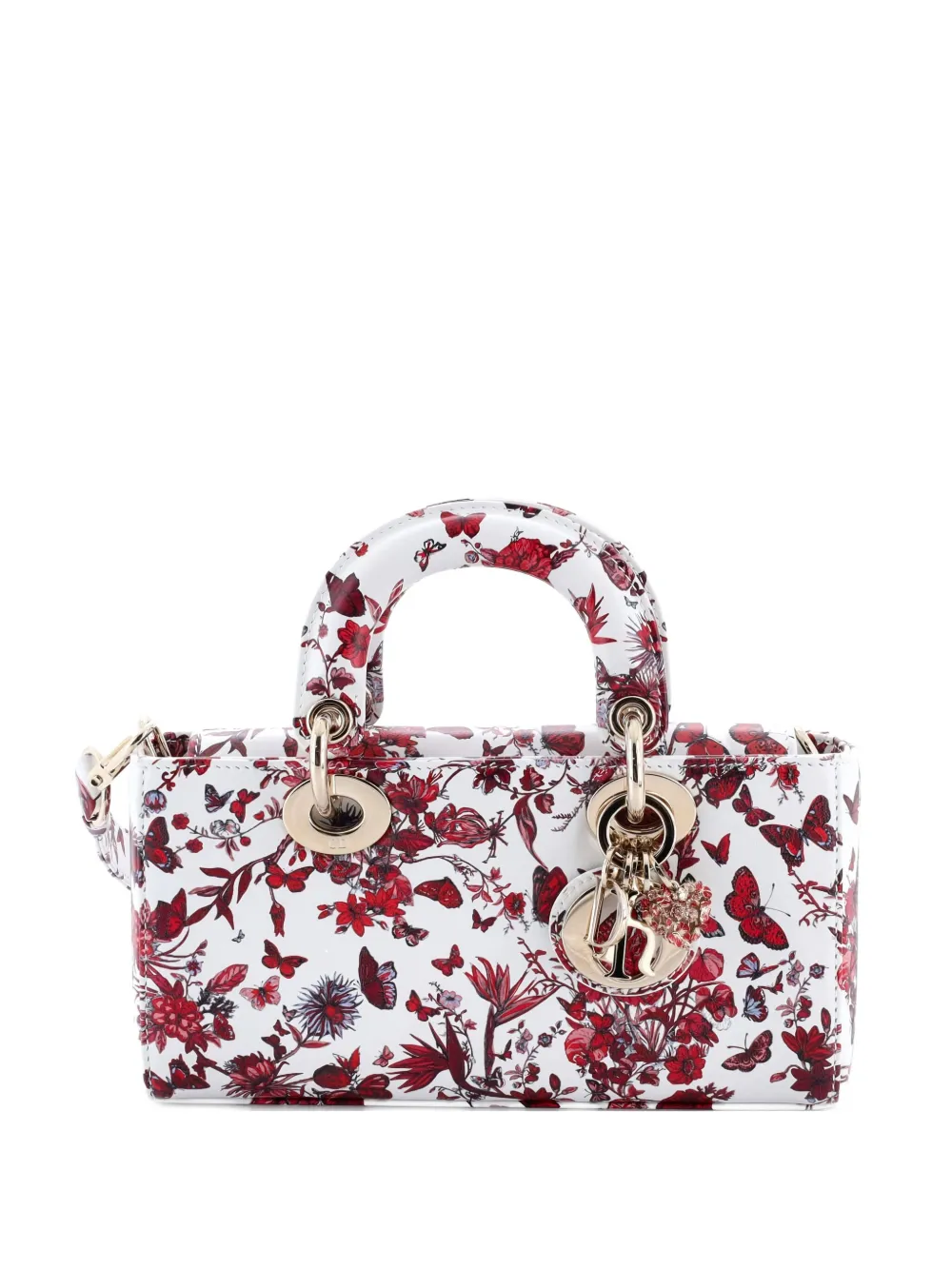 Pre-owned Dior Lady D-joy Bag Printed Leather Small Satchel In White