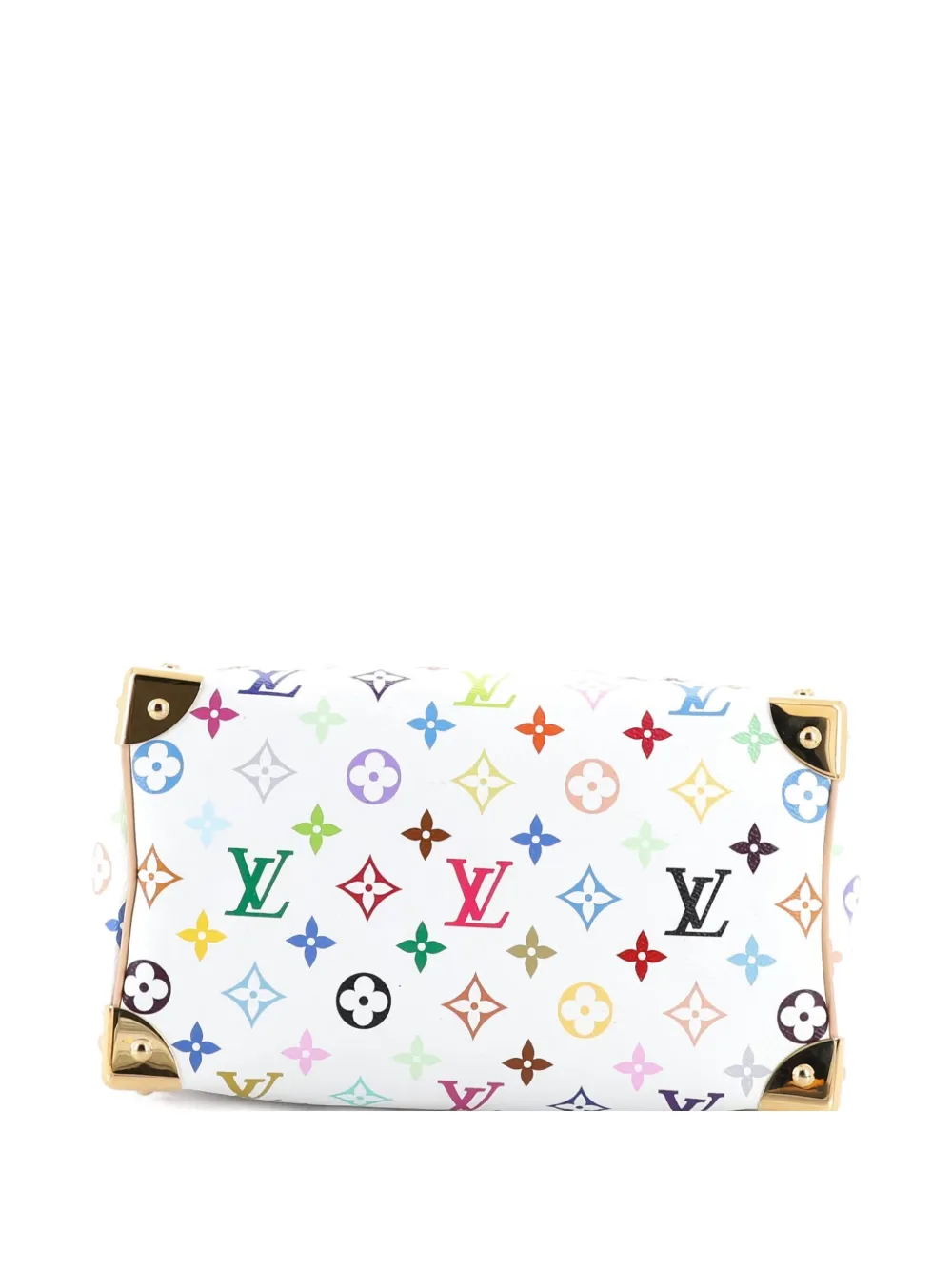 Pre-owned Louis Vuitton X Takashi Murakami Speedy Soft Bandouliere Bag Monogram Multicolor 25 Satchel In White