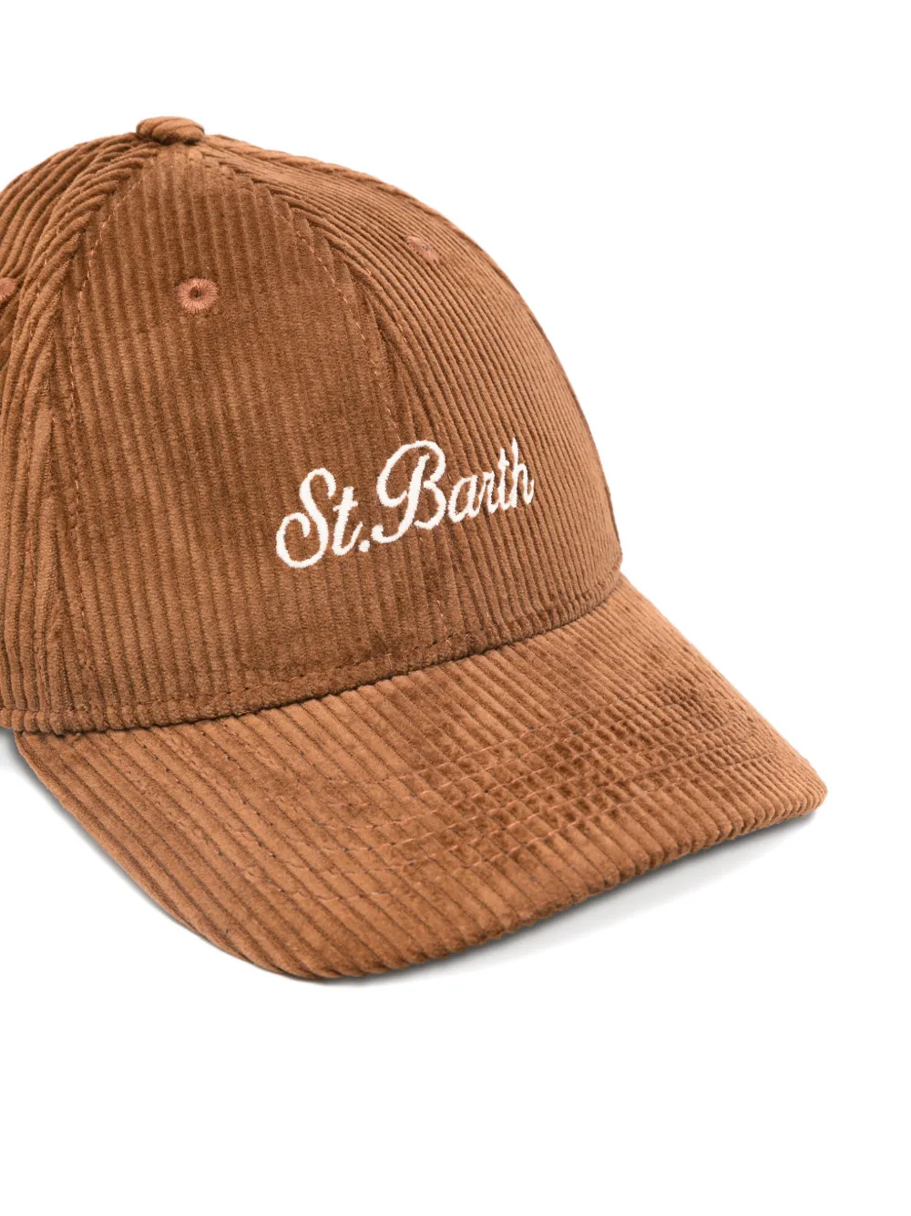 Mc2 Saint Barth Corduroy Logo Cap In Brown