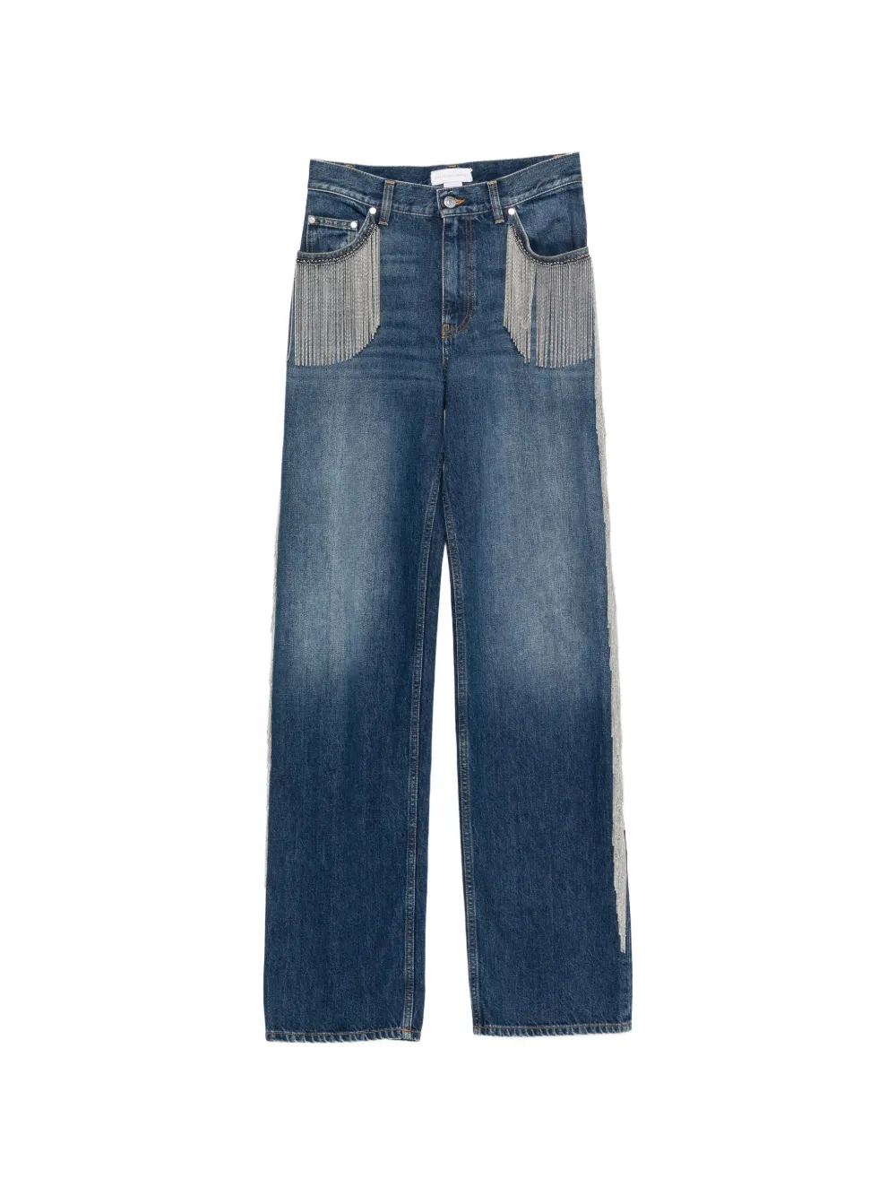 Stella McCartney five-pocket fringe-detail jeans - Blu