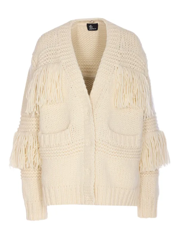 Moncler Grenoble Fringes Cardigan in Neutrals