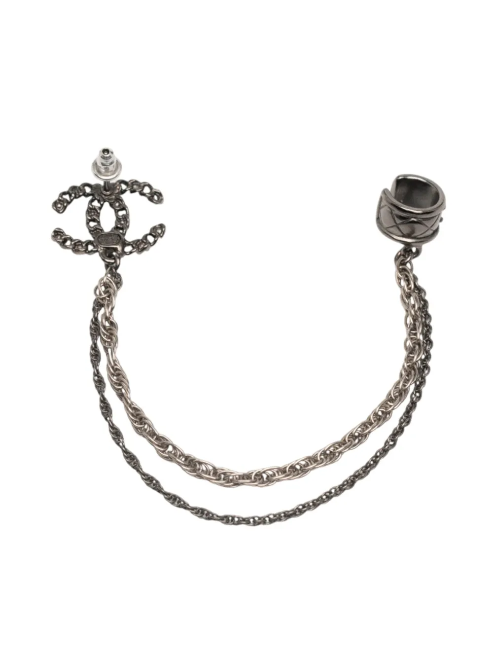 CHANEL Pre-Owned 2020 シルバー ココマーク シングルカフス プッシュバック コスチュームピアス - シルバートーン