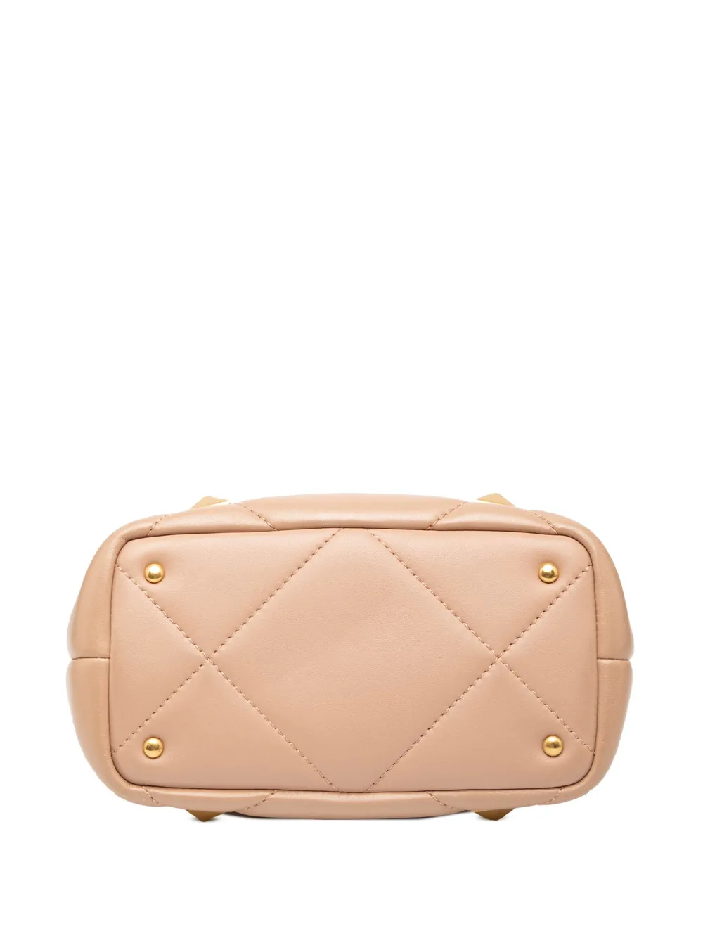Pre-owned Valentino Garavani 2018-2025 Small Nappa Roman Stud The Handle Bag Satchel In Brown