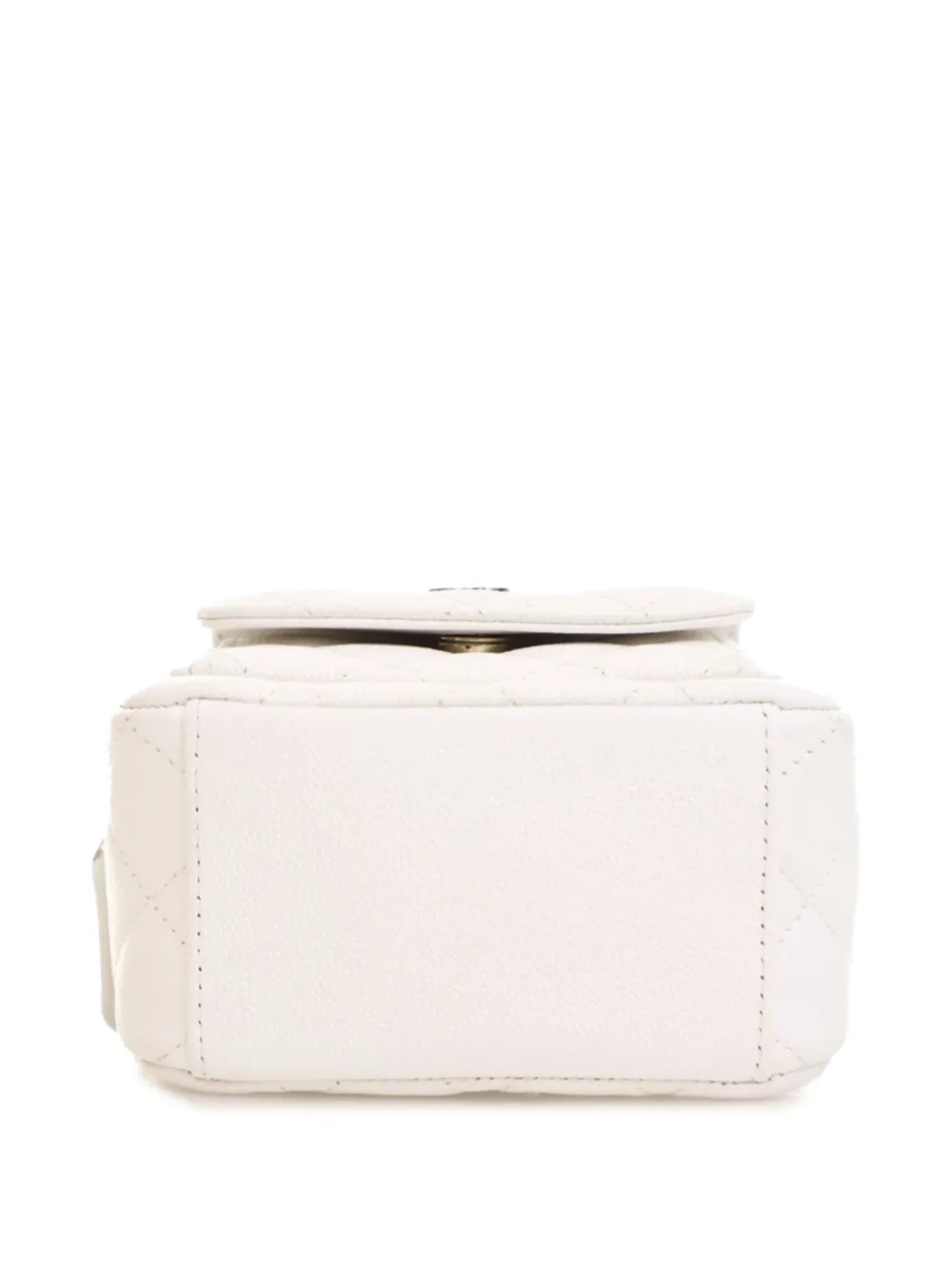 Pre-owned Chanel 2021-2025 Mini Cc Quilted Caviar Backpack In White
