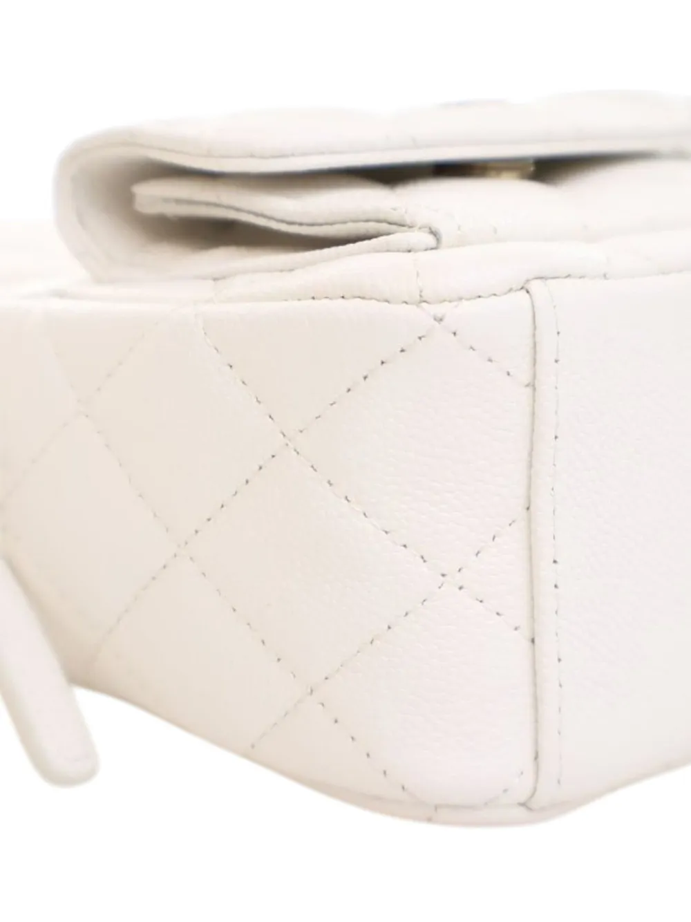 Pre-owned Chanel 2021-2025 Mini Cc Quilted Caviar Backpack In White