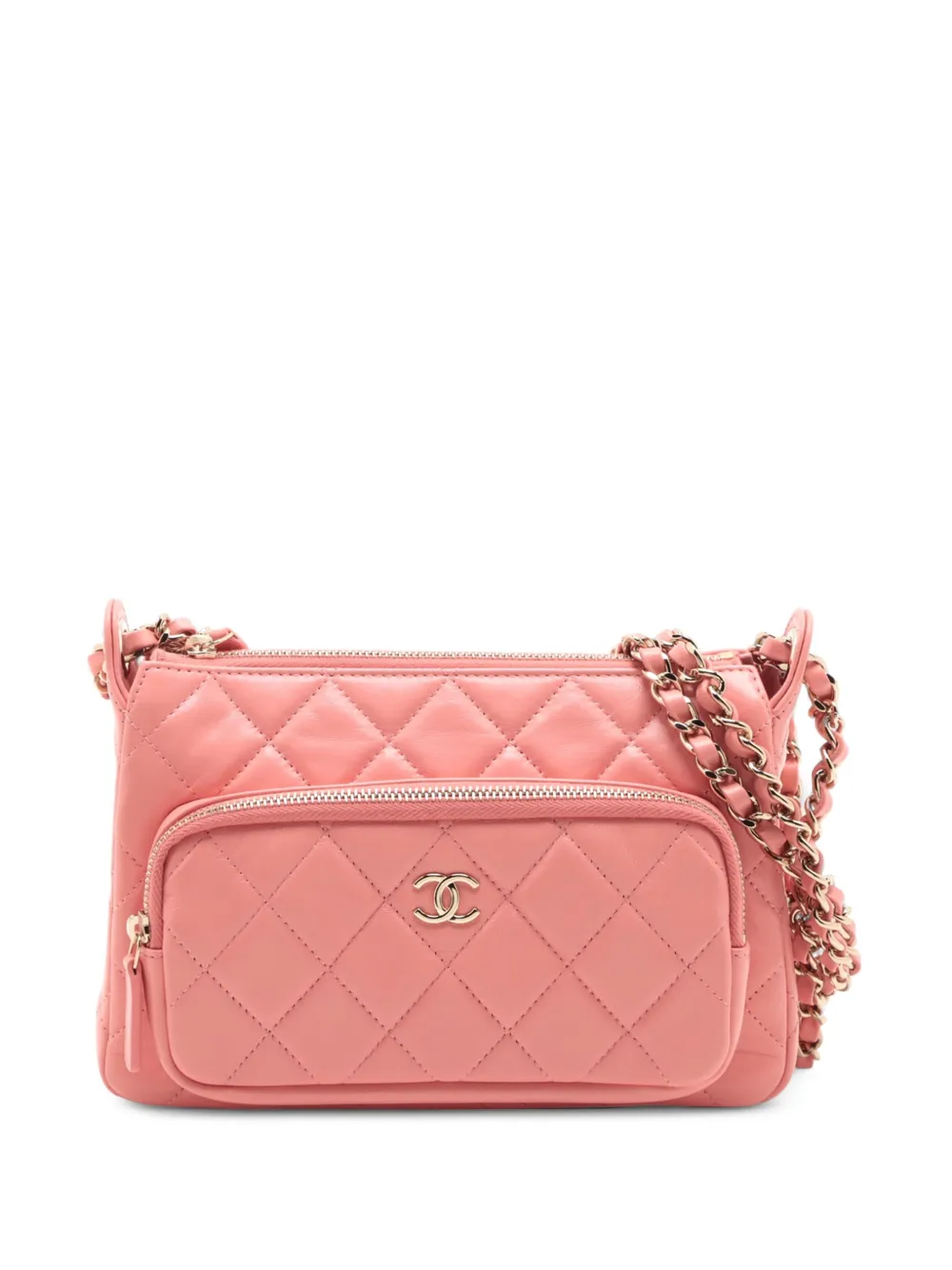 CHANEL Pre-Owned 2021-2025 スモール マトラッセ ラムスキン クラッチ ウィズ チェーン ショルダーバッグ -