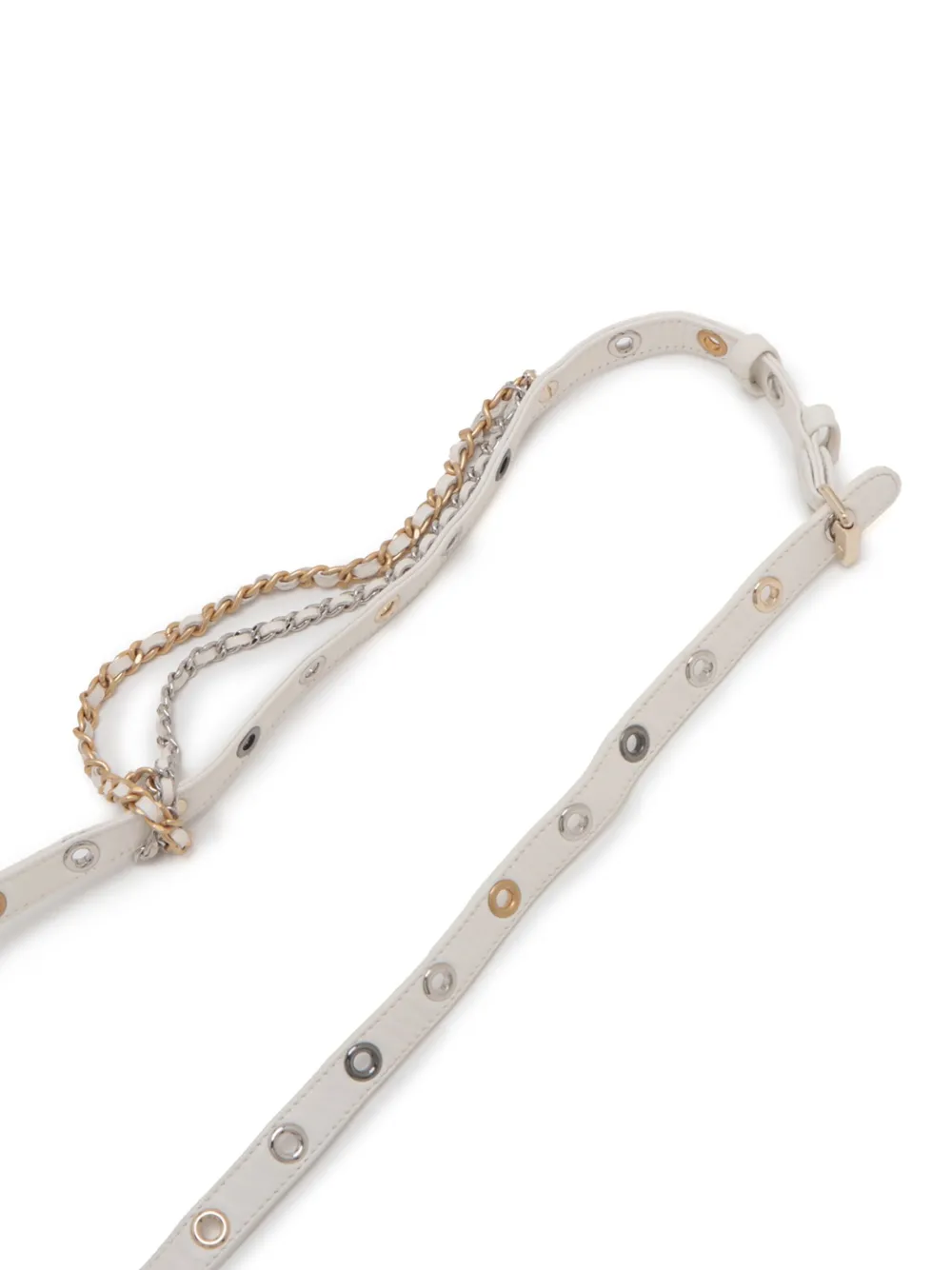 Pre-owned Chanel 2021 Quilted Lamsbskin Punk Essentials Chain Flap Belt Bag In White