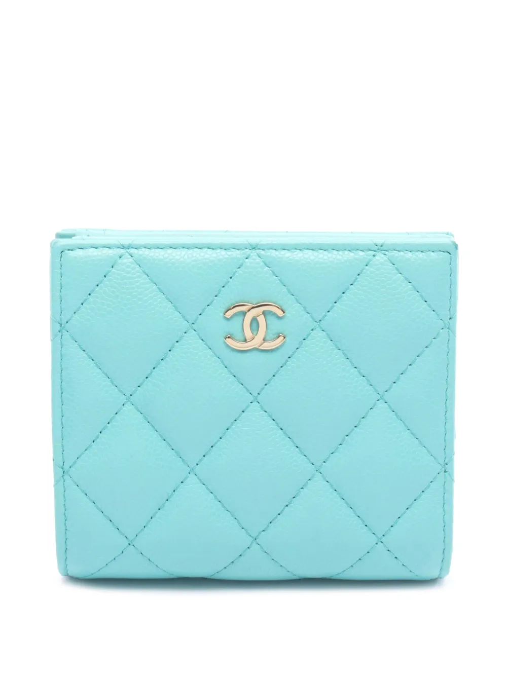 CHANEL Pre-Owned 2021-2025 クラシック マトラッセ ラムスキン ウォレット スモール 財布 - グリーン