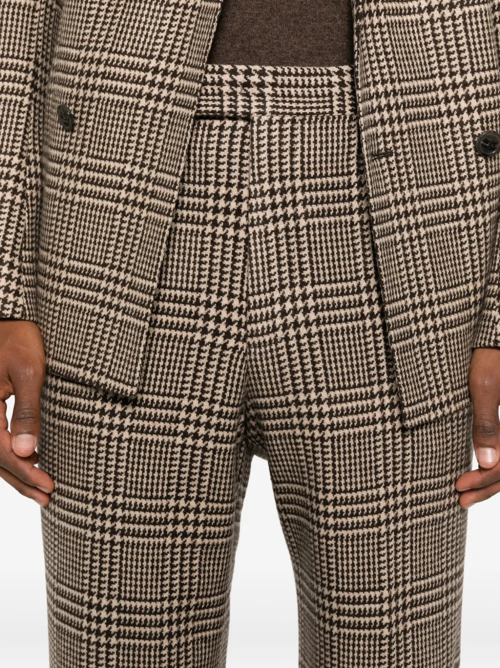 Emporio Armani High Waist Wide-leg Trousers With Button Accents In Brown