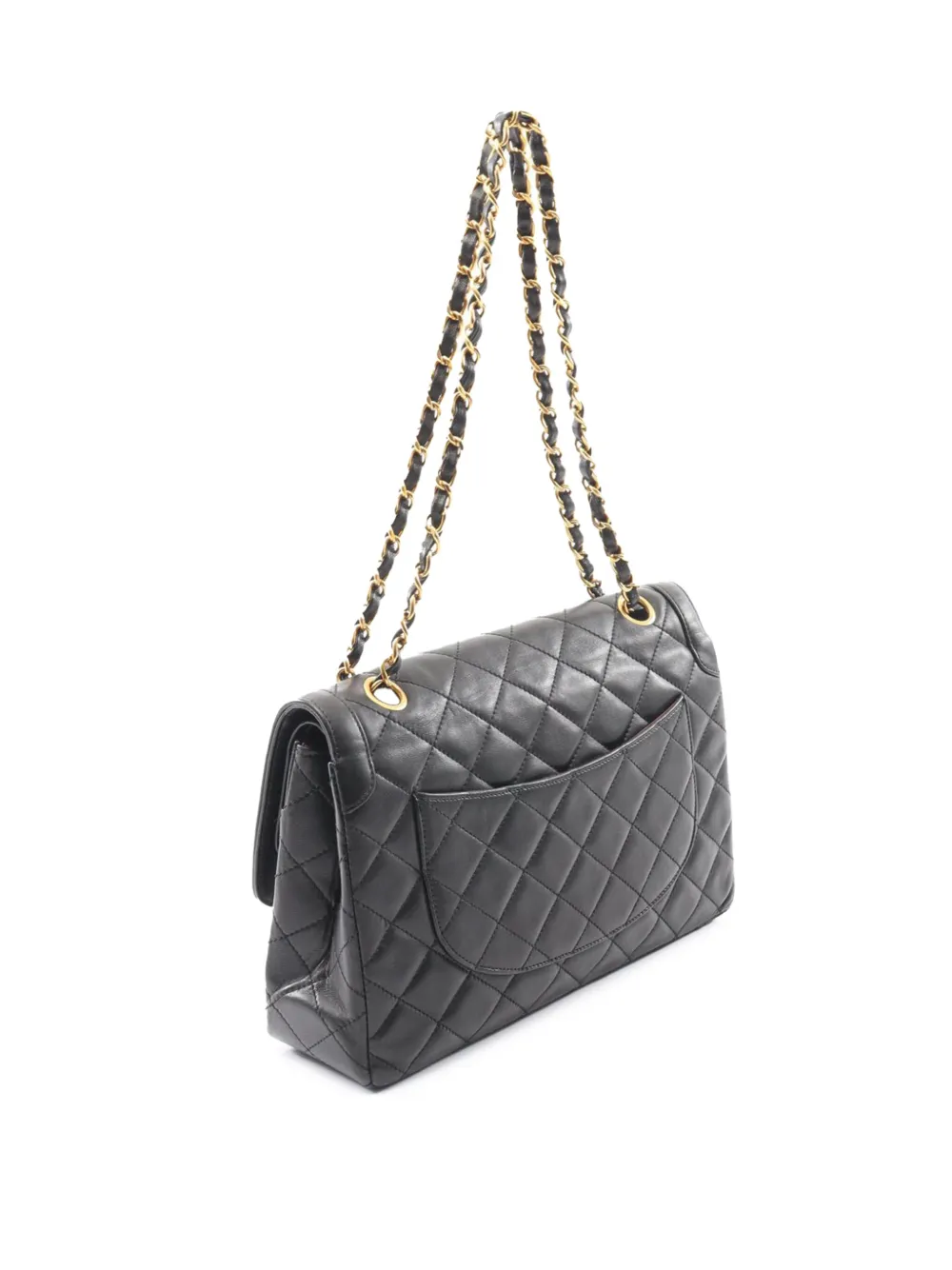 Pre-owned Chanel 1994-1996 Cc Quilted Paris Lambskin Flap Shoulder Bag In Black