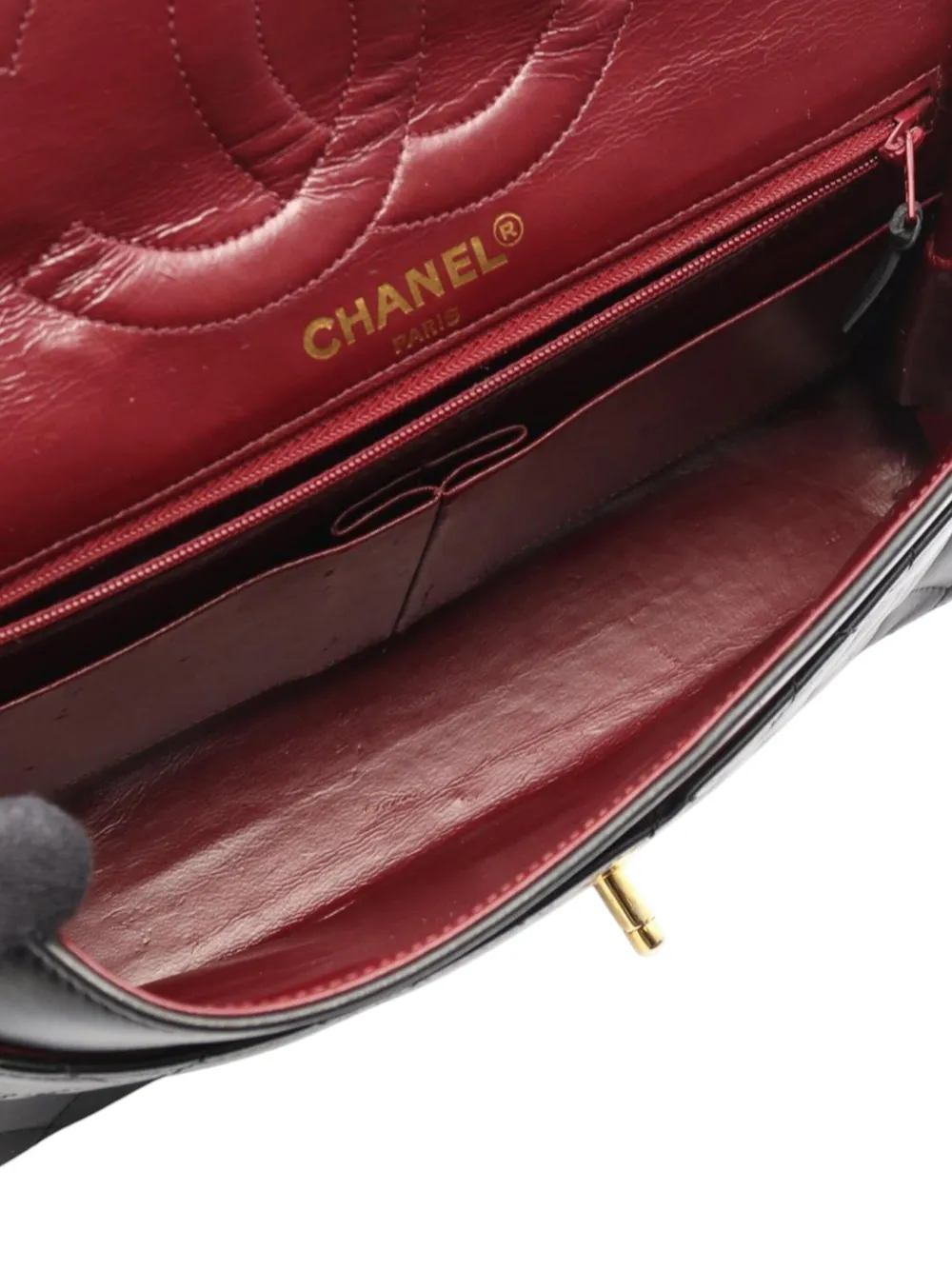 Pre-owned Chanel 1994-1996 Cc Quilted Paris Lambskin Flap Shoulder Bag In Black
