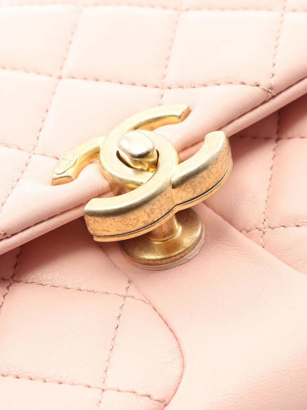 Pre-owned Chanel 2021-2025 Cc Quilted Lambskin Front Pocket Single Flap Shoulder Bag In Pink