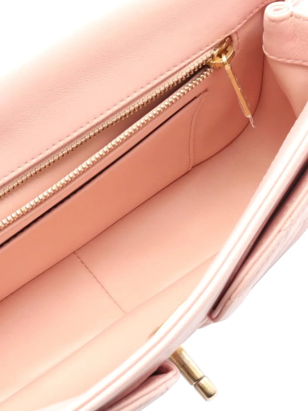 Pre-owned Chanel 2021-2025 Cc Quilted Lambskin Front Pocket Single Flap Shoulder Bag In Pink