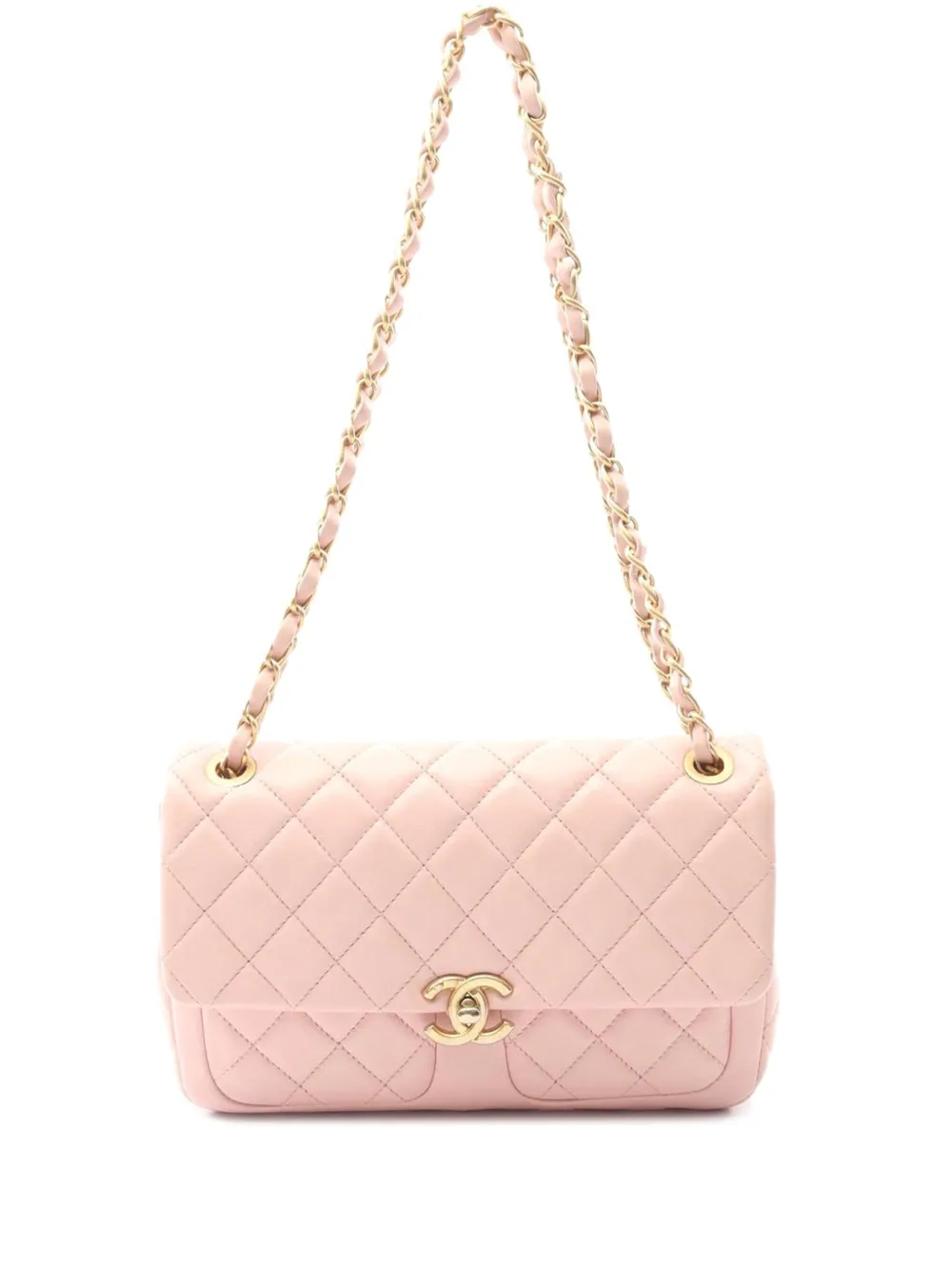 CHANEL Pre-Owned 2021-2025 CC Quilted Lambskin Front Pocket Single Flap shoulder bag - Rosa