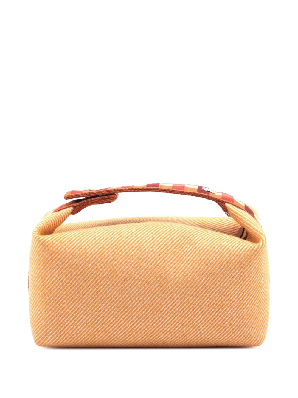 Pre-owned Hermes 2020-2025 Small Wool Bride A Brac Au Carre Case Vanity Bag In Orange