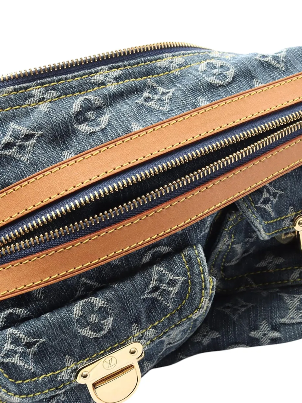 Pre-owned Louis Vuitton 2006 Monogram Denim Baggy Pm Shoulder Bag In Blue