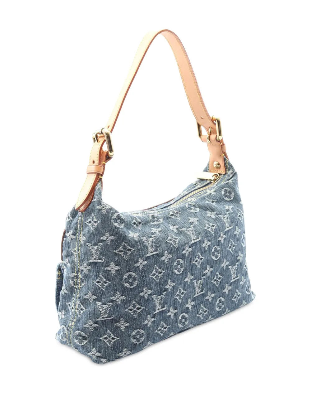 Pre-owned Louis Vuitton 2006 Monogram Denim Baggy Pm Shoulder Bag In Blue