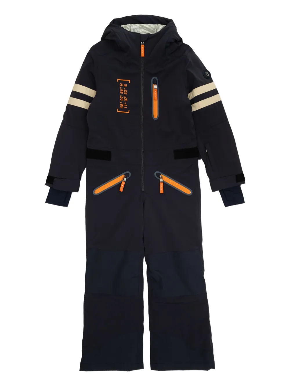 Bogner Kids Powder striped zipped snowsuit - Blu