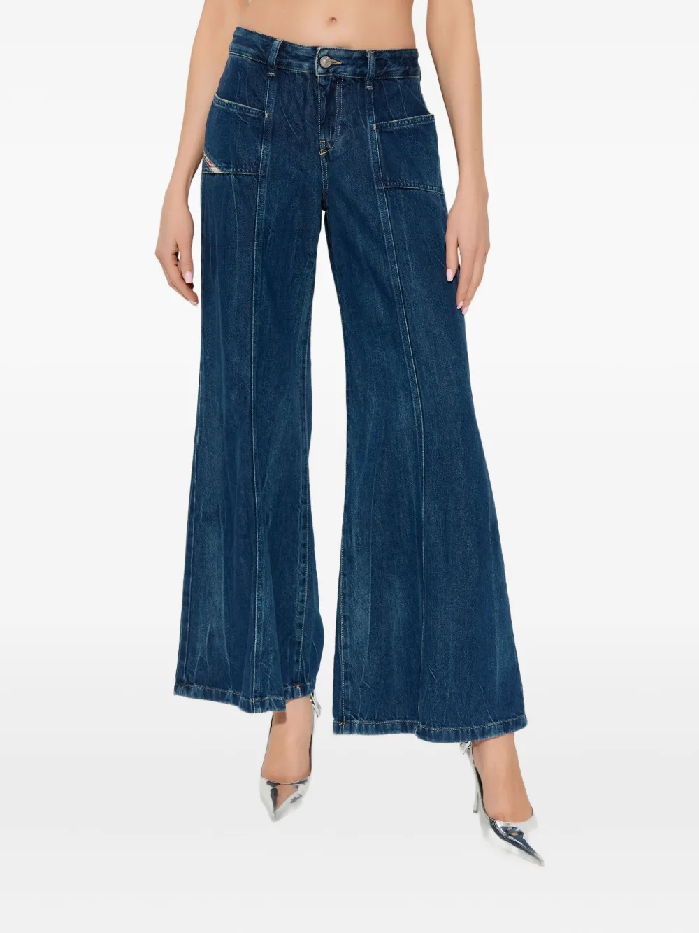 Diesel D-Akii Panel Jeans Blauw