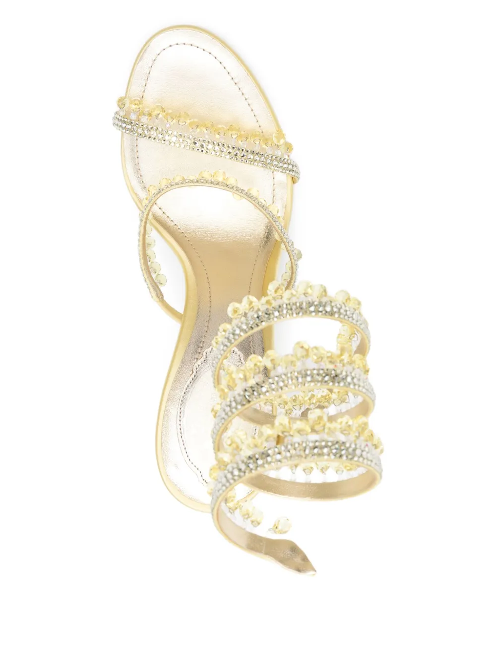 René Caovilla 105 mm Chandelier sandalen met stras en hak Geel