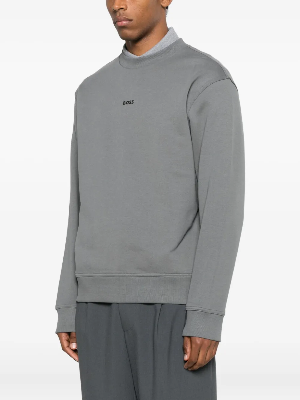 BOSS Sweater met logo Grijs