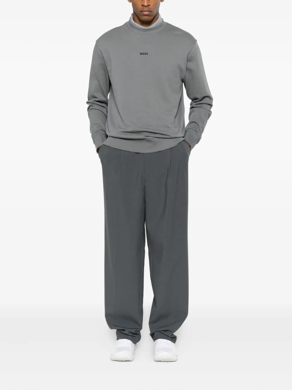 BOSS logo crew neck sweatshirt - Grijs