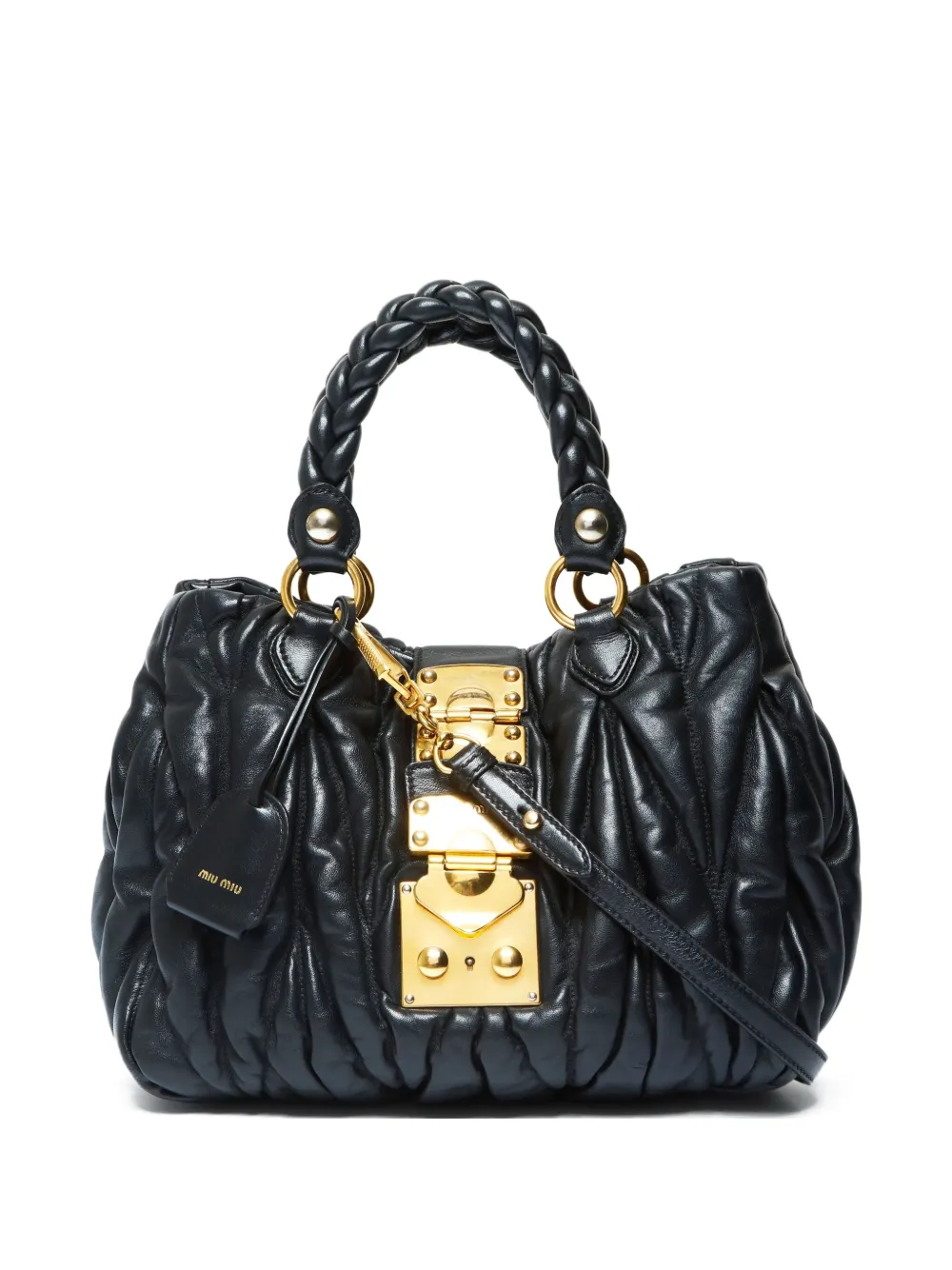Miu Miu Pre-Owned  2010s matelassé braided-handle tote bag | Black | Image 1