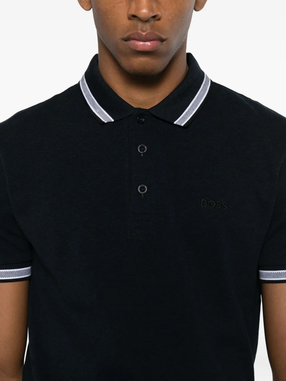 BOSS Poloshirt met afwerking Blauw