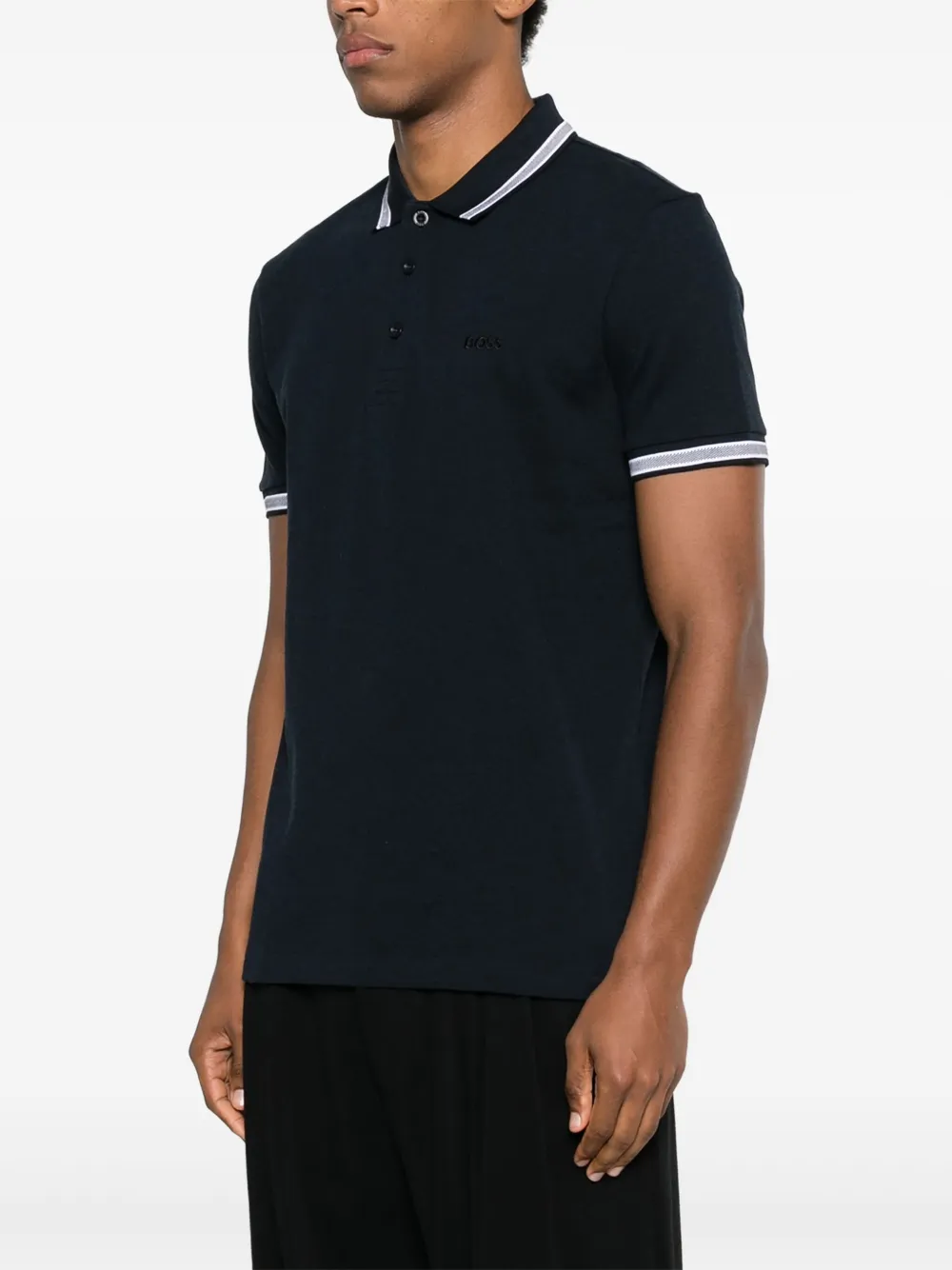 BOSS Poloshirt met afwerking Blauw