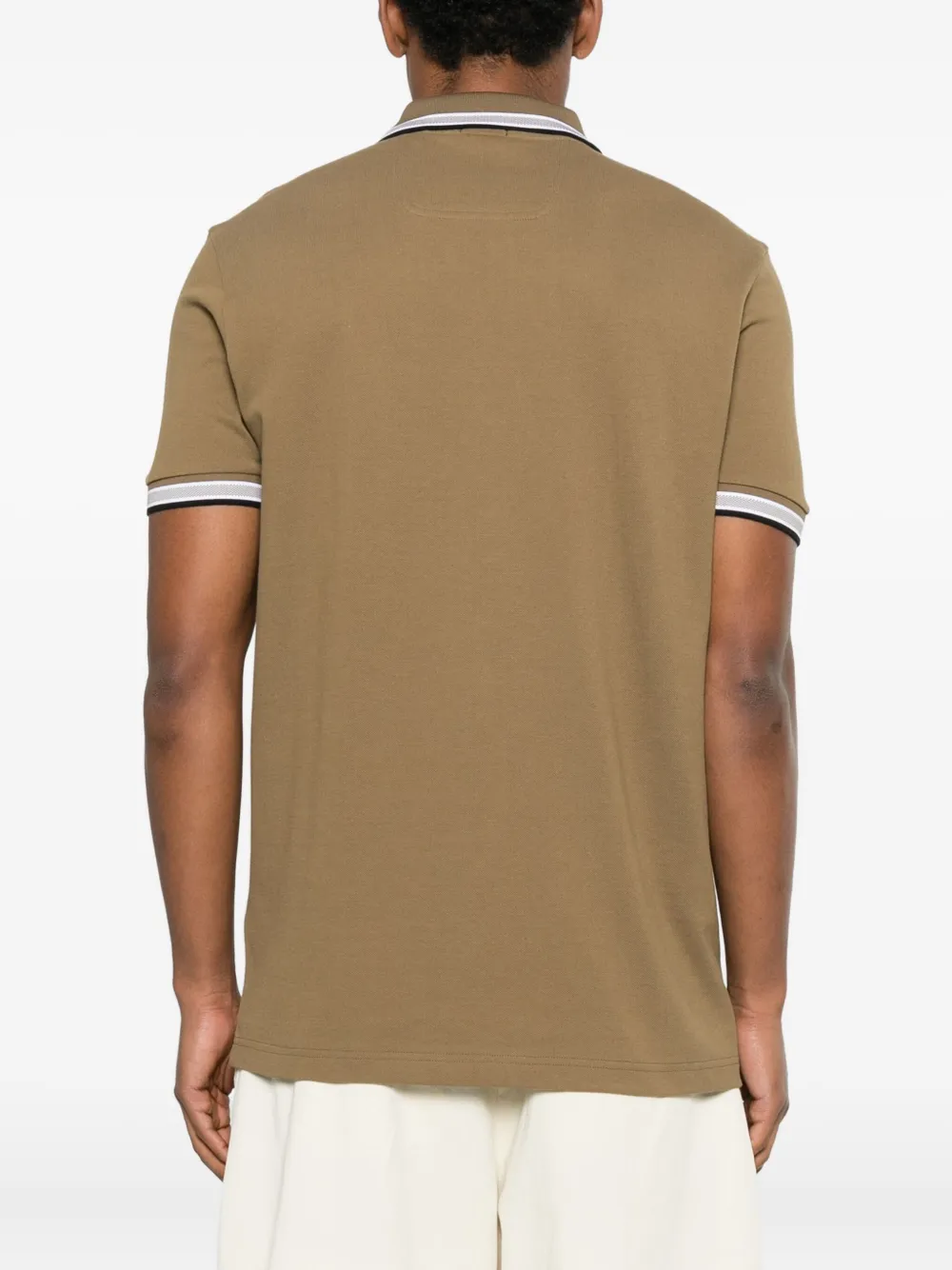 BOSS Poloshirt met gestreepte kraag Bruin