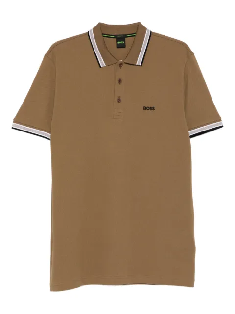 BOSS striped collar polo shirt
