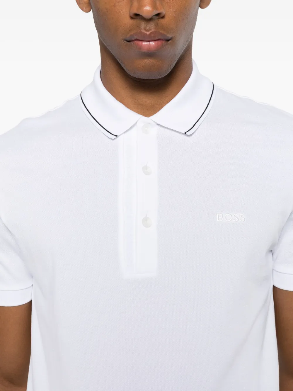 BOSS Poloshirt met afwerking Wit