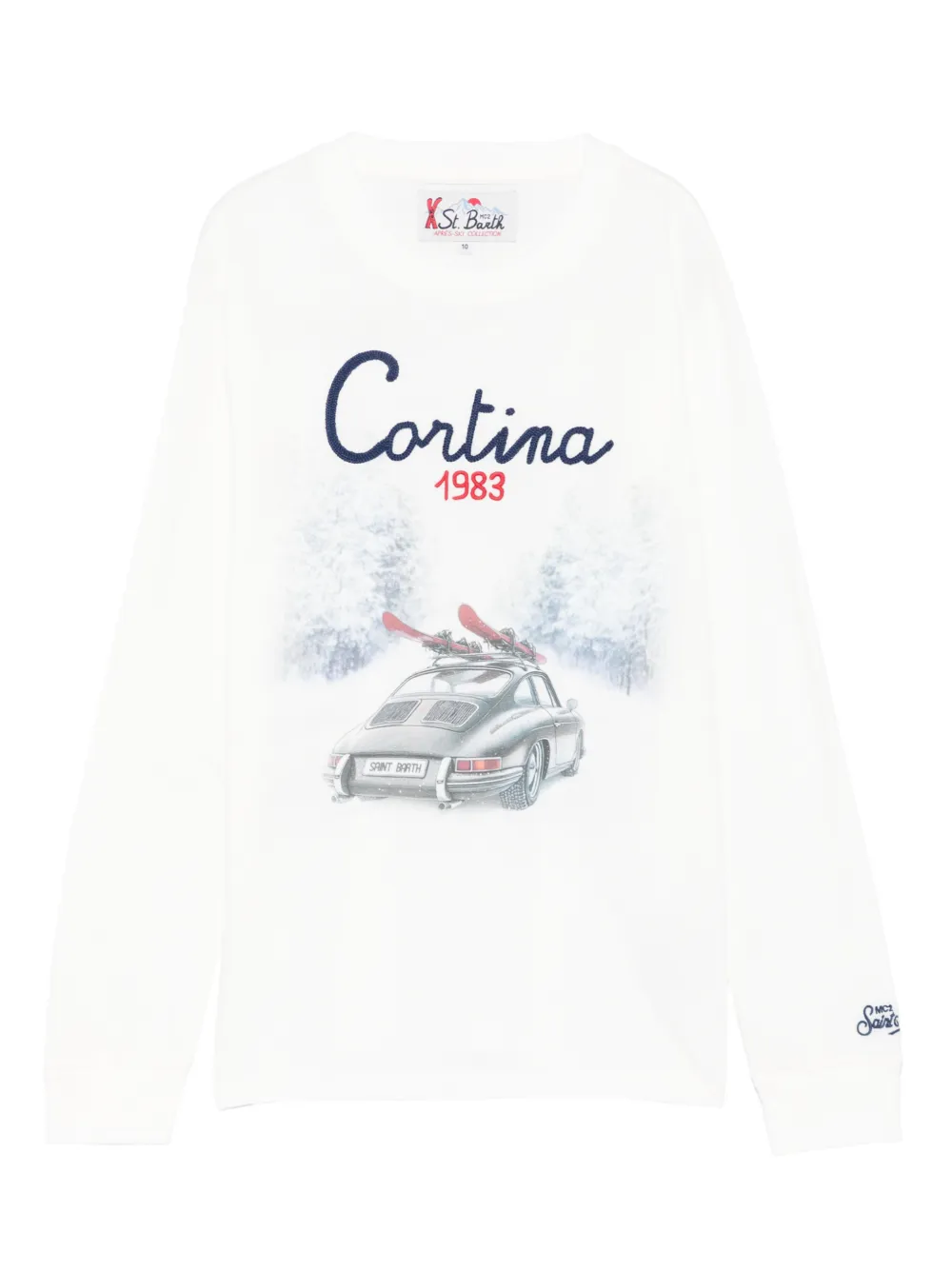 Mc2 Saint Barth White Wool-blend Sweater With Cortina Embroidery In White