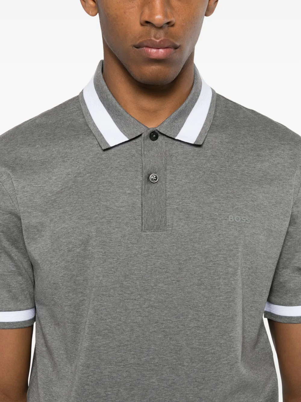 BOSS Poloshirt van gemerceriseerd katoen Grijs