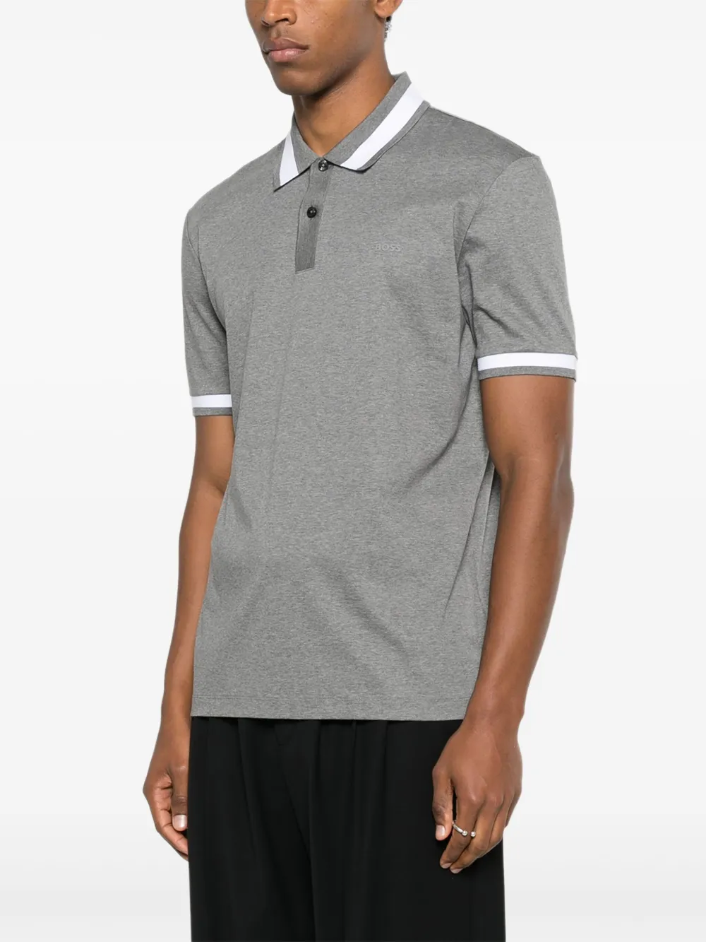 BOSS Poloshirt van gemerceriseerd katoen Grijs